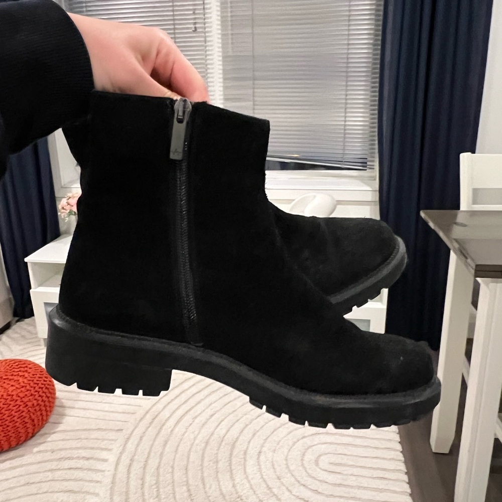 Aquatalia Black Ankle Booties with Rugged Sole